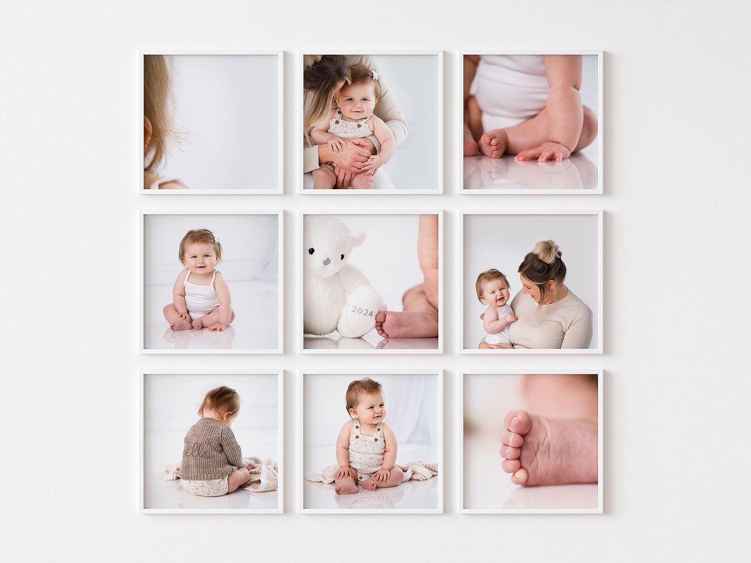 photos of 7 month old baby girl sitter session in woking, Surrey